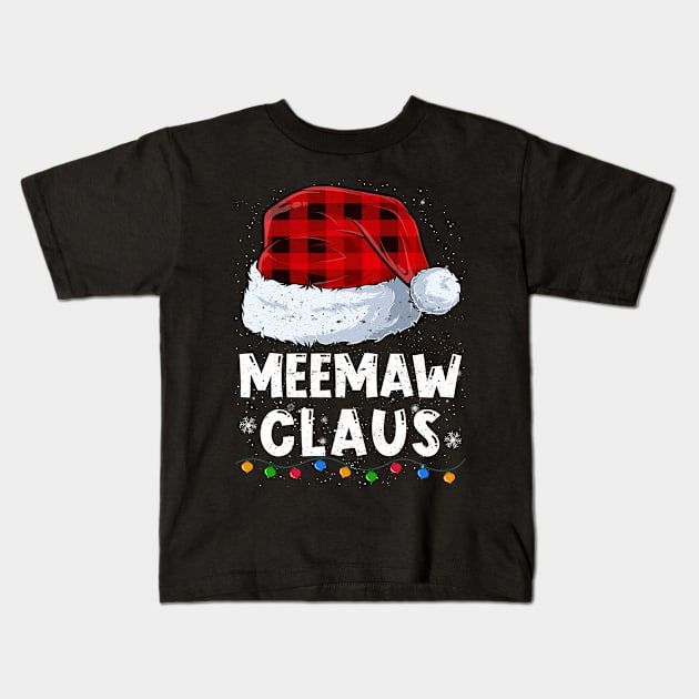 Meemaw Claus Red Plaid Christmas Santa Family Matching Pajama Kids T-Shirt by tabaojohnny